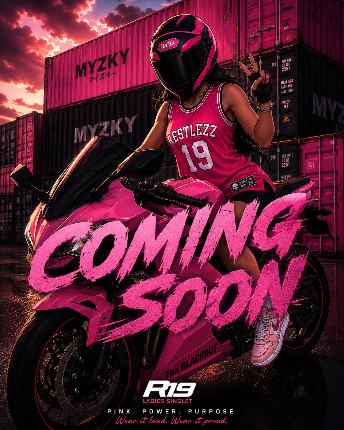 R19 LADIES PINK SINGLET